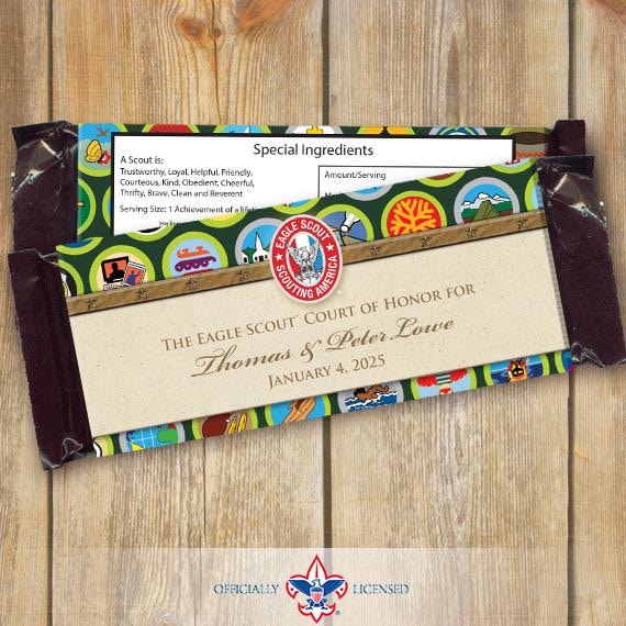 Eagle Scout candy bar wrappers, Eagle Scout Court of Honor, Hersheys chocolate bar wrappers, Merit Badge, BSA1304