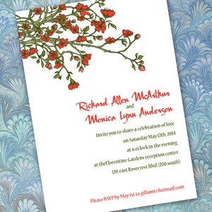 wedding invitations, cherry blossom wedding invitations, cherry blossom bridal shower invitations, company retreat, wedding package, IN295