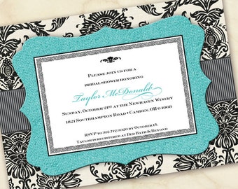 invitations à la douche nuptiale, invitations à la douche nuptiale turquoise, invitations à la douche nuptiale turquoise, IN165