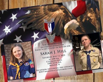 Eagle Scout court of honor invitation, single sided, Scouting America invitation, Court of Honor, BSA0801