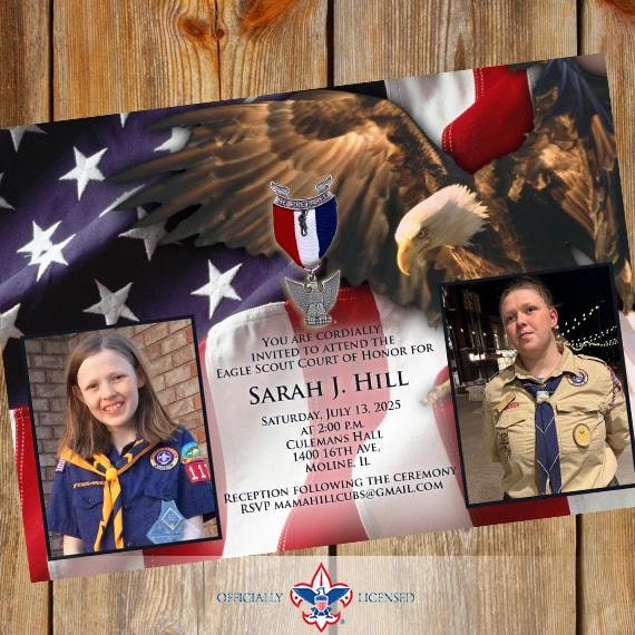 Eagle Scout court of honor invitation, single sided, Scouting America invitation, Court of Honor, BSA0801