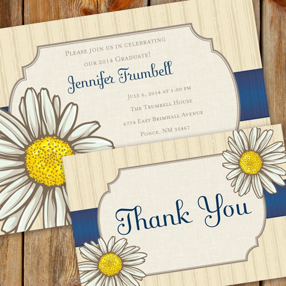 bridal shower invitations, daisy bridal shower invitations, birthday party invitations, thank you card, daisy retirement invitations, IN335