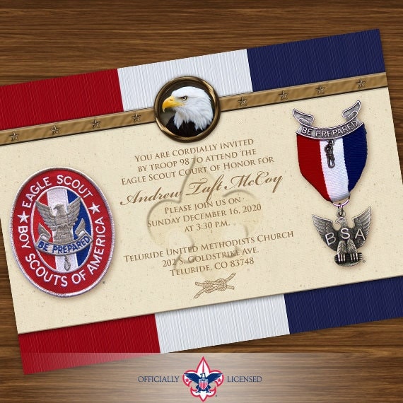 Eagle Scout court of honor invitations, single sided invitation, Court of Honor invitation, BSA0401