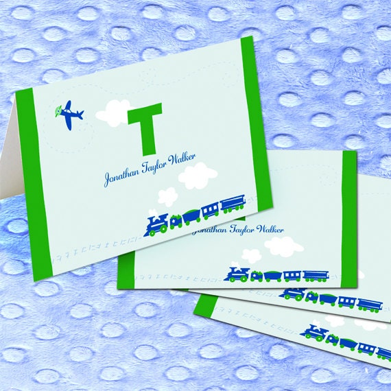 personalized notecards, plane notecards set, new baby thank you cards, airplane notecards, 1st birthday thank you cards, PS130