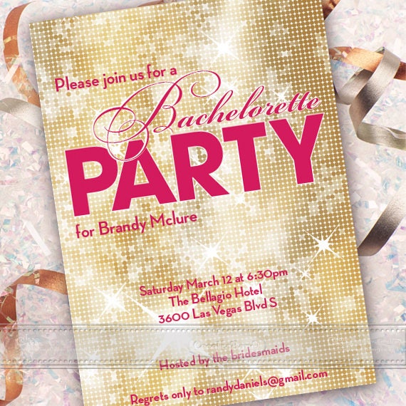 bachelorette party invitation, bachelorette party, gold bachelorette party, fuchsia bachelorette party, lingerie party, IN633