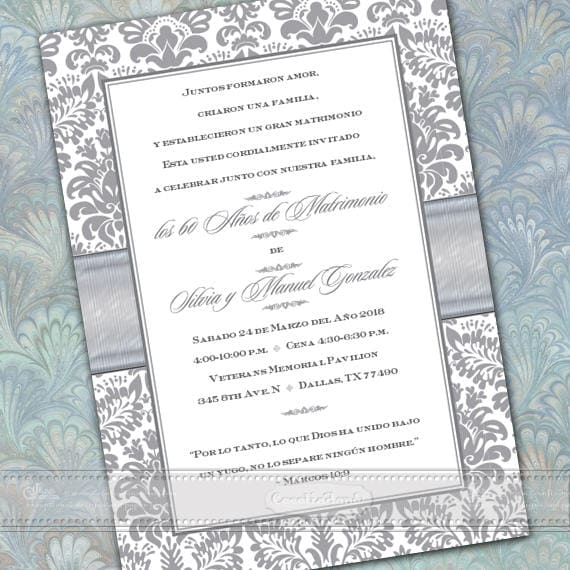 50th wedding anniversary, 50th wedding anniversary invitations, Spanish 50th anniversary, silver wedding anniversary, IN672