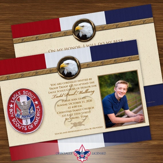Eagle Scout court of honor invitations, double sided invitation, Court of Honor invitation, BSA0401
