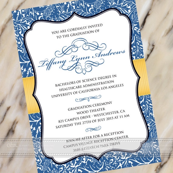 graduation announcements, graduation invitations, royal blue graduation invitation, college graduation, summa cum laude graduation, IN384