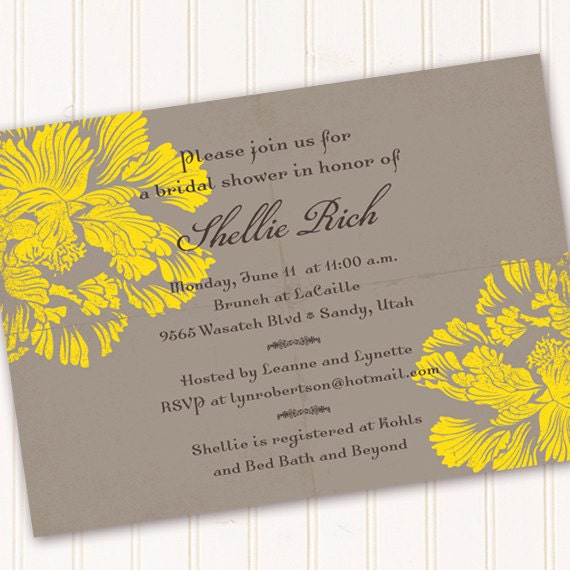 bridal shower invitations, lemon bridal shower invitations, slate bridal shower invitations, wedding shower invitations, grad party, IN155