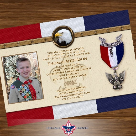 Eagle Scout court of honor invitations, single sided invitation, Court of Honor invitation, BSA0401