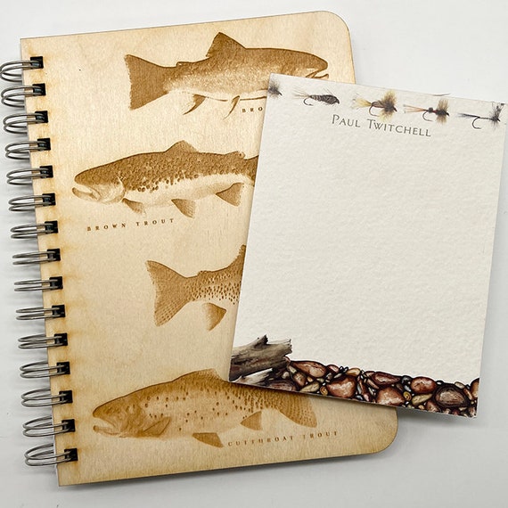 fly fishing notepad and journal, personalized notepad, fly fishing journal, fly fishing gifts, NP114