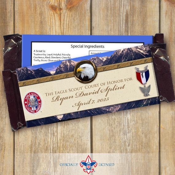 Eagle Scout candy bar wrappers, Eagle Scout Court of Honor, Hersheys chocolate bar wrappers, Court of Honor, BSA0604