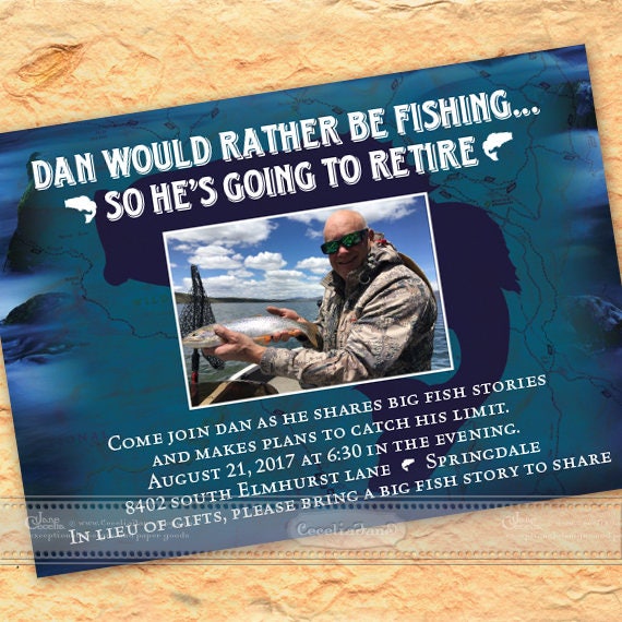retirement party invitations, fishing retirement party, deep sea retirement party, fishing birthday party, fishing bachelor party, IN588
