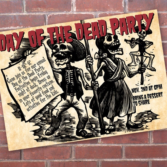 Dia De Los Muertos invitation, Day of the Dead invitation