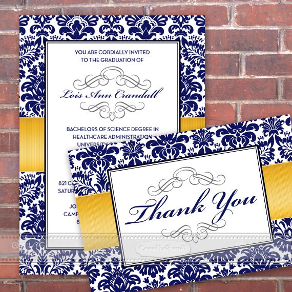 graduation invitations, blue graduation invitations, graduation announcement, University of Michigan graduation invitations, IN351