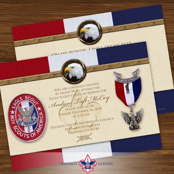 Eagle Scout court of honor invitations, double sided invitation, Court of Honor invitation, BSA0401