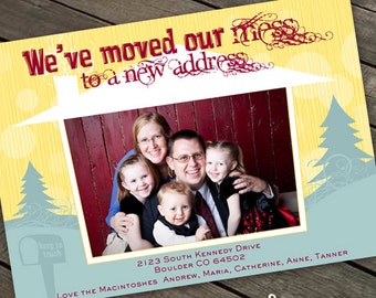 new home announcement, new address, moving announcement, house warming invitation, we've moved card, we are moving announcement