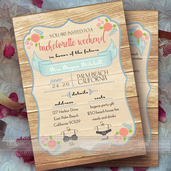 bachelorette party invitation, bachelorette weekend invitation, bridal shower, girls weekend, girls night out, bridal suite, IN375