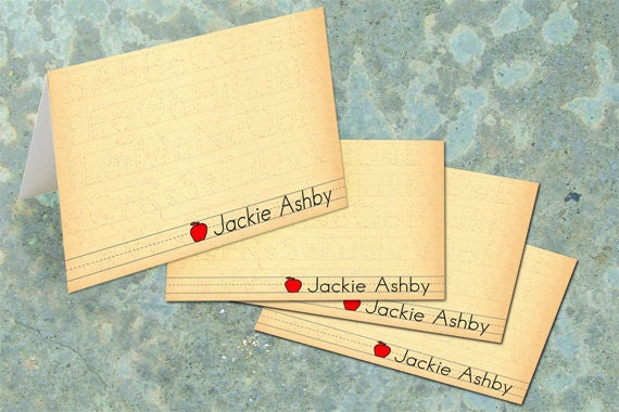 thank you cards, personalized thank you cards, teacher thank you cards, apple thank you cards, teacher note, teacher appreciation, NS118