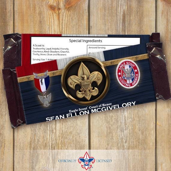 Eagle Scout candy bar wrappers, Eagle Scout Court of Honor, Hersheys chocolate bar wrappers, Court of Honor, BSA0904