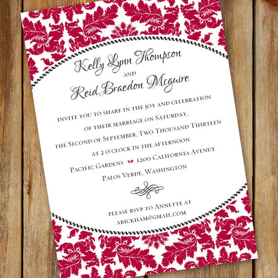 wedding invitations, cherry red wedding invitations, cranberry wedding invitations, rehearsal dinner invitation, wedding package, IN342