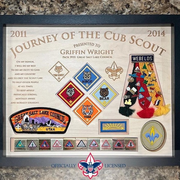 Honor the Achievement - Journey of the Cub Scout Plaque, 11x14 wood plaque, Customized, Arrow of Light, Cub Scouts, BSA1416