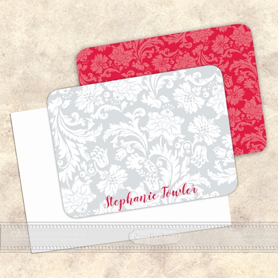 personalized notecards, notecard set, thank you cards, teacher appreciation gift, personalized stationery, silver notecard sets, NS131