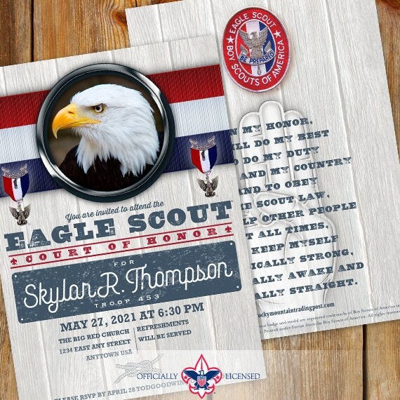Eagle Scout court of honor invitations, double sided invitations, Court of Honor invitation, BSA invitations, BSA0701