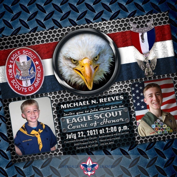 Eagle Scout court of honor invitations, single sided invitation, Court of Honor invitation, BSA1001