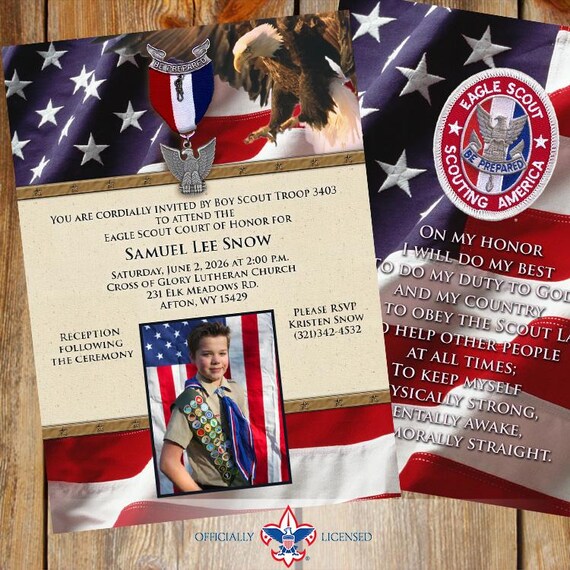 Citizenship Eagle Scout court of honor invitations, double sided, Court of Honor invitation, Scouting America invitation, BSA0801B