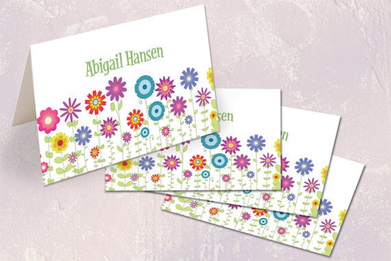 thank you cards, personalized thank you cards, mothers day gift ideas, notecard set, floral stationary, flower patch thank you cards, PS113