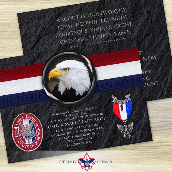 Eagle Scout Court of Honor invitation, double sided invitation, Boy Scouts of America invitation, BSA invitation, BSA0501