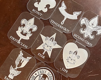 Eagle Scout Lighted Celebration, Set of 8 lighted acrylic signs and light up bases, Scouting America, Court of Honor, Customized BSA1456