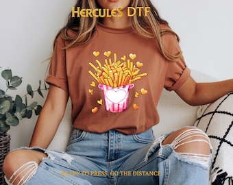French Fries DTF Transfer,Cute Fast Food Design Ready to Press,Funny Snack Iron On DTF,Trendy Shirt Print,French Fries My Love Heat Transfer