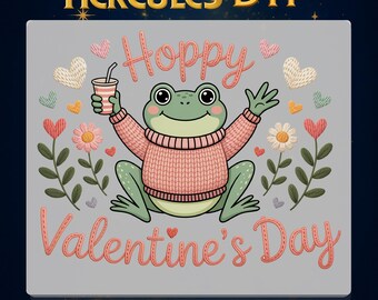 Happy Valentine’s Day Frog DTF Transfer,Cherry Frog Ready to Press,Cute Kawaii Jumping Frog Shirt Design,Couple Match DTF Gift Heat Transfer