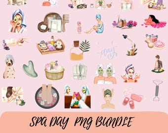 Watercolor Spa Clipart, Self Care PNG Graphics (Commercial Use)
