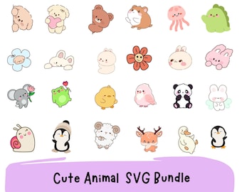 Kawaii Tiere SVG Bundle, Safari & Waldland Clipart (digitaler Download)