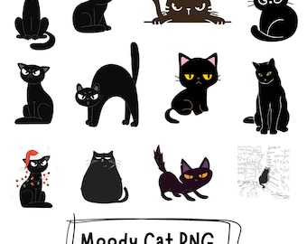 Paquete de imágenes PNG de Grumpy Cat, diseños felinos peculiares (descarga digital)