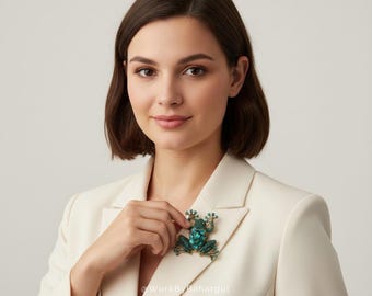 Kristall Frosch Brosche | Anstecknadel im Vintage Stil