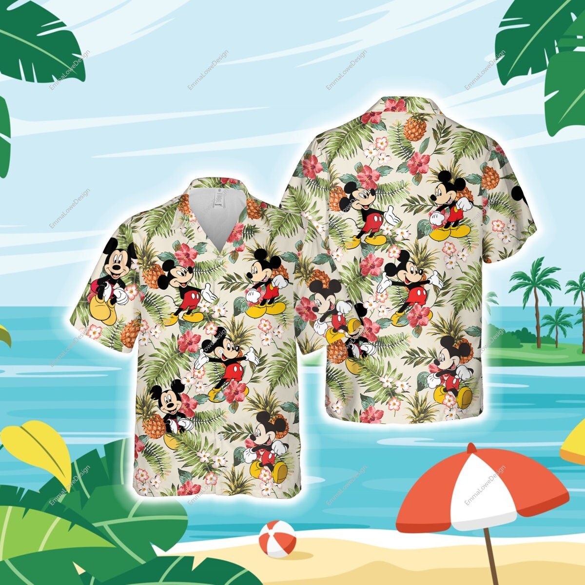 Mickey Mouse Hawaiian Shirt Summer Button Up