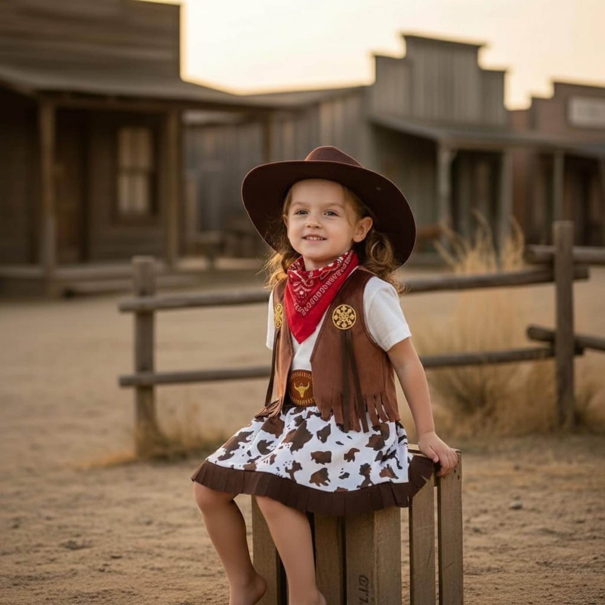 Robe Fille Bandana Cowgirl Faded Glory - Taille L (10-12 Ans) - Multicolore, Genoux - Occasion En Excellent état