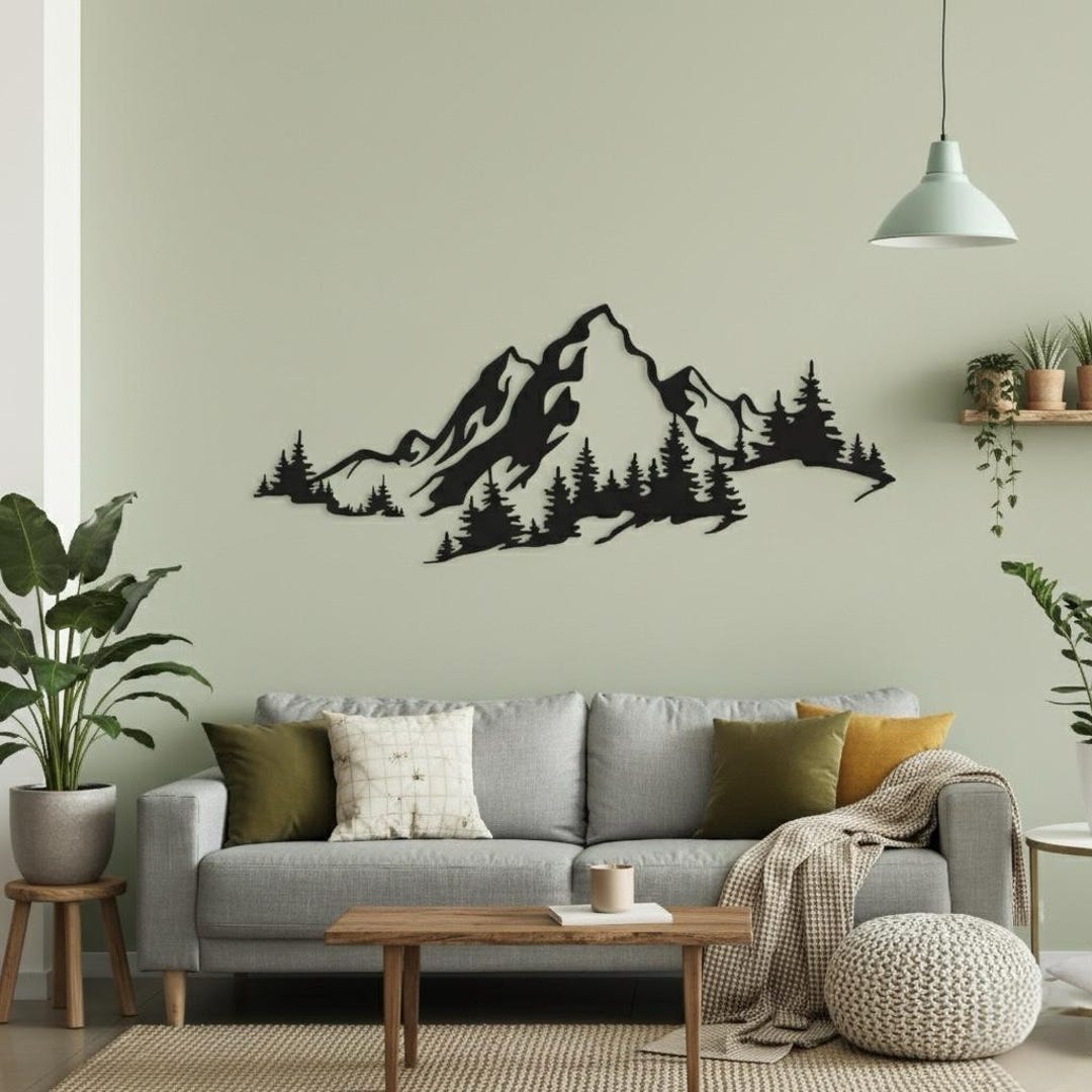 Mountain and Forest Decor - Large Nature Landscape Wall Art - Steel ...