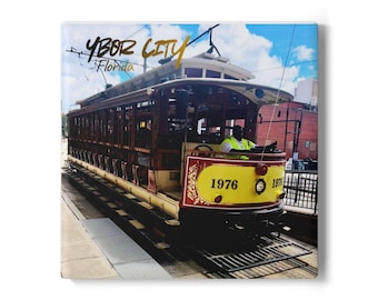 Ybor City Streetcar Ceramic Coaster | Historic Tampa Transit