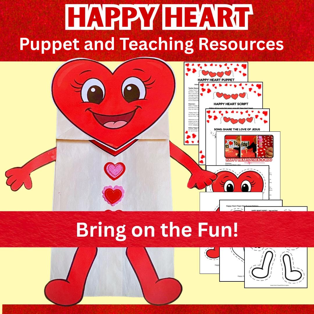 Happy Heart Puppet - Teaching Resources and Craft - Etsy