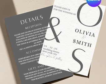 Minimalist Wedding Invitation Template | Elegant Modern Design (Digital Download)