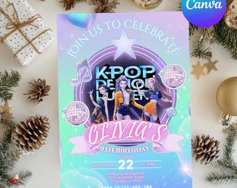 Editable K-Pop Birthday Invitation Template | Dance Theme (Digital Download)