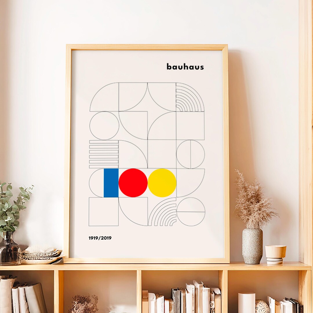 Framed Bauhaus Poster, Mid Century Modern Print, Minimalist Wall Art ...
