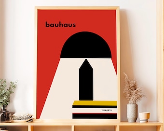Bauhaus Poster, Geometric Abstract Wall Art, Modernist Print, Mid Century Design Decor, Minimalist Exhibition Style Art, Poster Wall Art