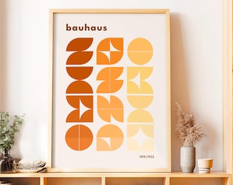 Framed Bauhaus Poster, Geometric Abstract Wall Art, Mid Century Modern Framed Print, Minimalist Shapes Art, Modernist Home Decor