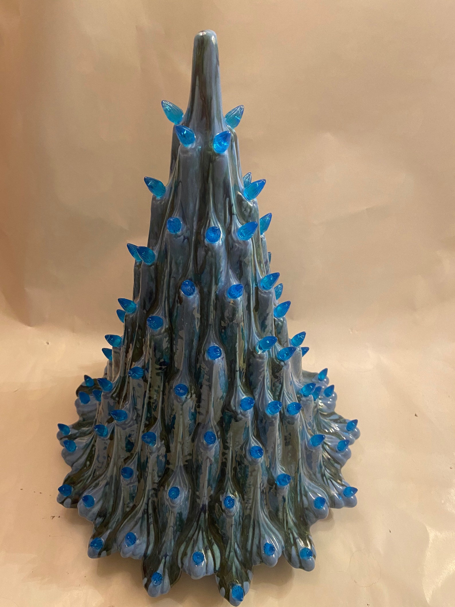 Blue tones lava light up ceramic Christmas tree Etsy